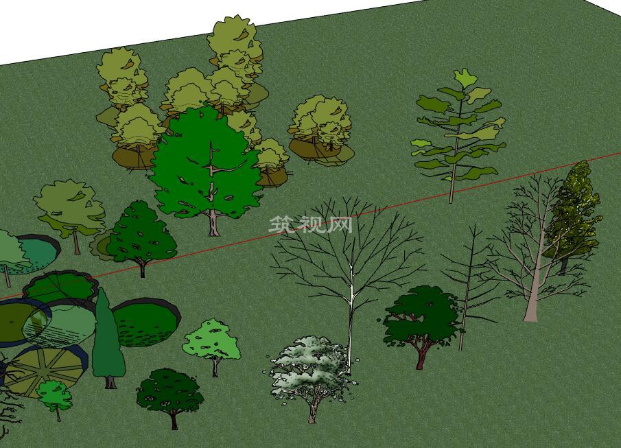 30余棵树木植物 su模型.jpg
